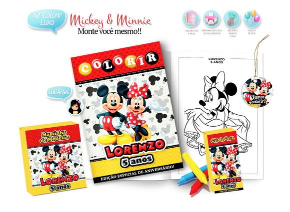 Arte Digital Kit Colorir Mickey e Minnie
