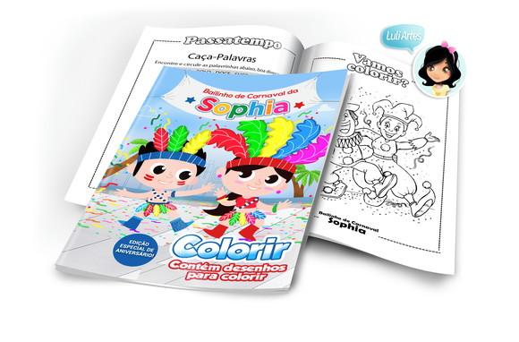 Arte Digital Revistinha de Colorir Carnaval