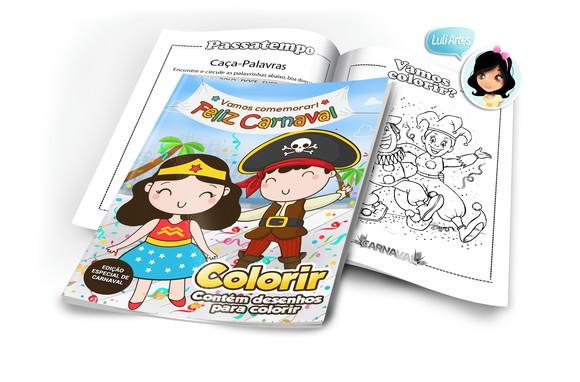 Arte Digital Revistinha de Colorir Carnaval