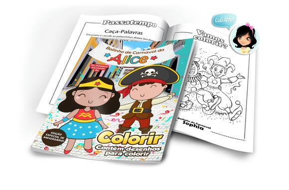 Arte Digital Revistinha de Colorir Carnaval - Pelourinho