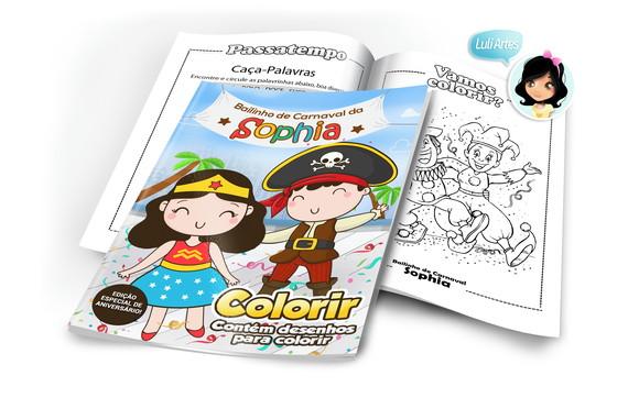 Arte Digital Revistinha de Colorir Carnaval