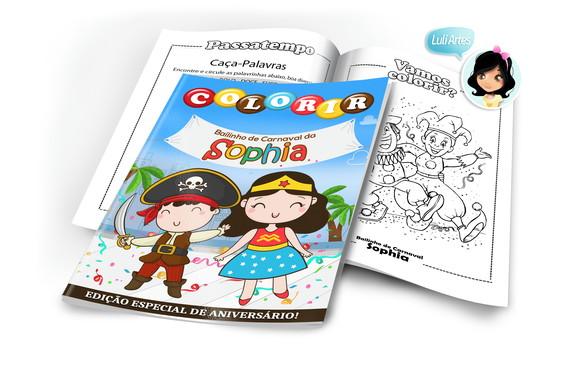 Arte Digital Revistinha de Colorir Carnaval