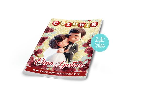 Arte Digital Revistinha de Colorir Casamento Personagens Ia
