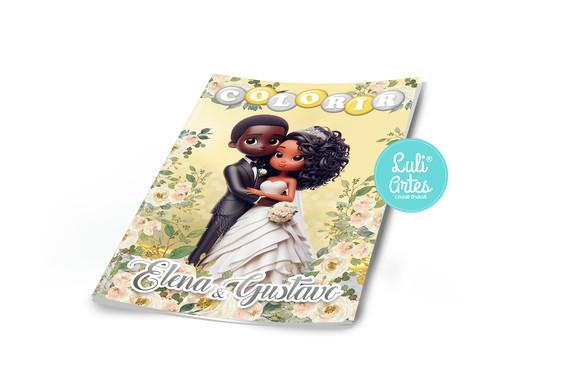 Arte Digital Revistinha de Colorir Casamento Personagens Ia