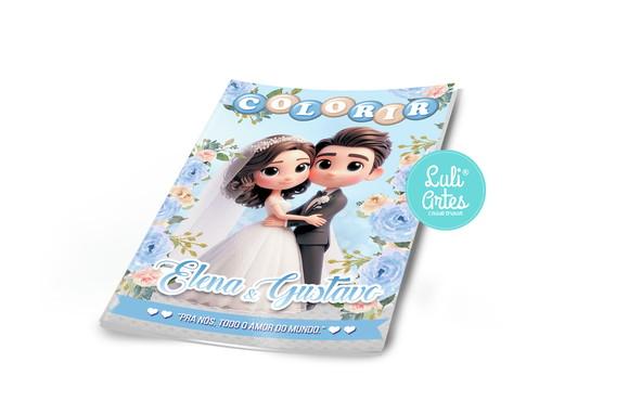 Arte Digital Revistinha de Colorir Casamento Personagens Ia