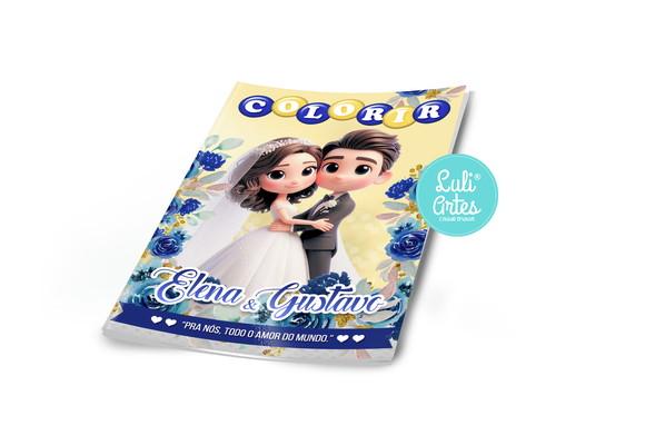 Arte Digital Revistinha de Colorir Casamento Personagens Ia