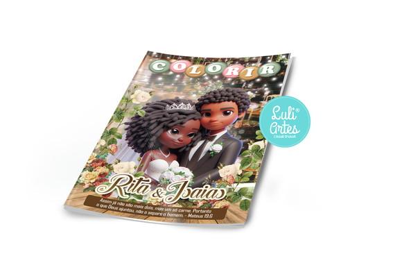 Arte Digital Revistinha de Colorir Casamento Personagens Ia