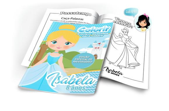 Arte Digital Revistinha de Colorir Cinderela
