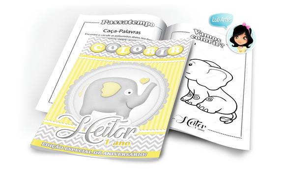 Arte Digital Revistinha de Colorir Elefantinho