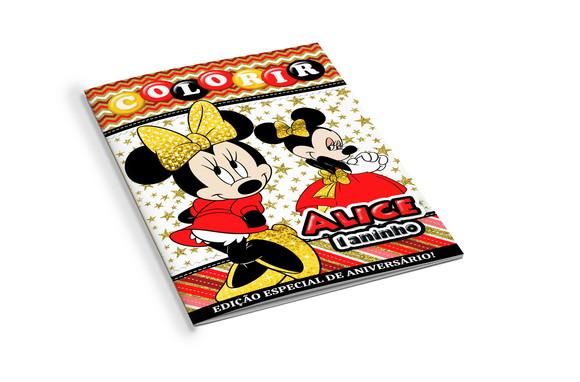 Arte Digital Revistinha de Colorir Minnie Dourado