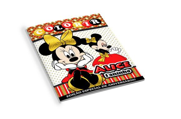 Arte Digital Revistinha de Colorir Minnie Dourado