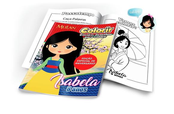 Arte Digital Revistinha de Colorir Mulan