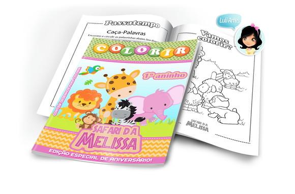 Arte Digital Revistinha de Colorir Safari Menina