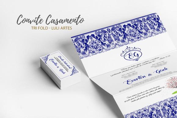 Convite Casamento Azul - Arte Digital