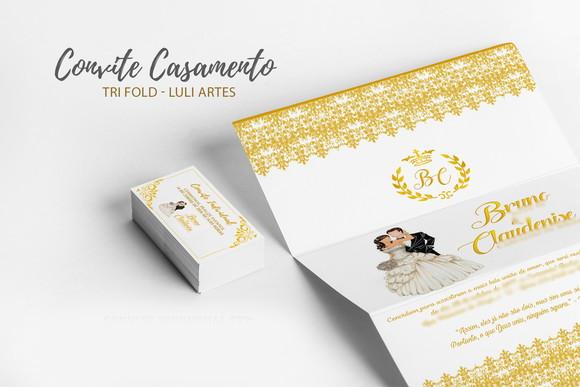 Convite Casamento Dourado - Arte Digital