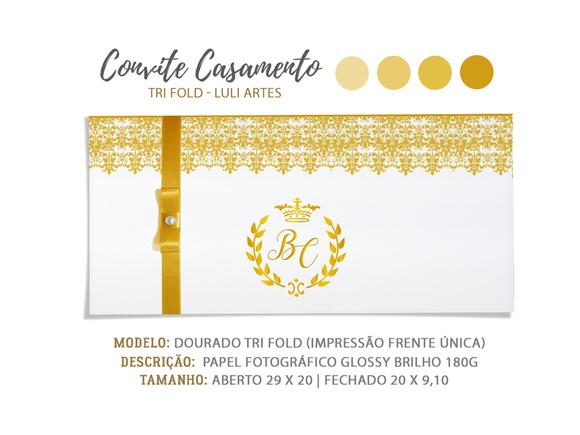 Convite Casamento Dourado - Arte Digital