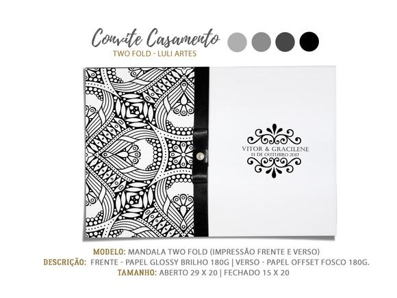 Convite Casamento Preto Mandala - Arte Digital