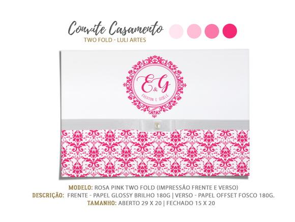 Convite Casamento Rosa - Arte Digital