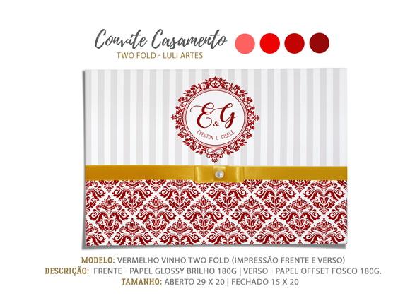 Convite Casamento vermelho vinho - Arte Digital