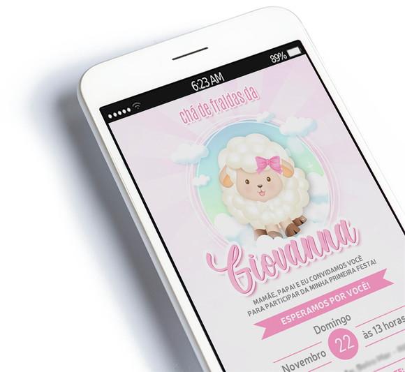 Convite Digital Chá de Fraldas - Ovelhinha