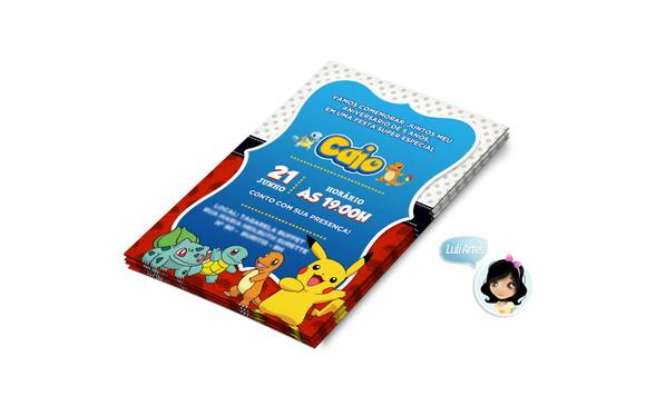 Convite Digital Pikachu Pokemon