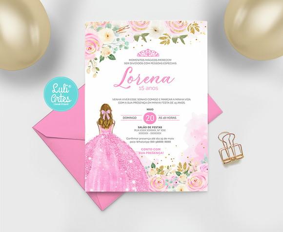 Convite Digital Rosa 15 anos - Debutante