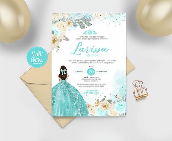 Convite Digital Turquesa 15 anos - Debutante