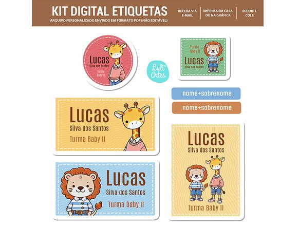 Etiqueta Escolar Digital Animais