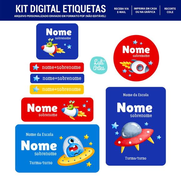 Etiqueta Escolar Digital Astronauta - Naves Espaciais