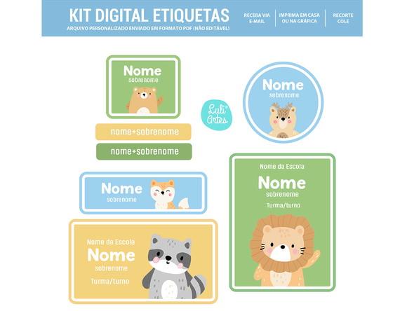 Etiqueta Escolar Digital Bichinhos da Floresta