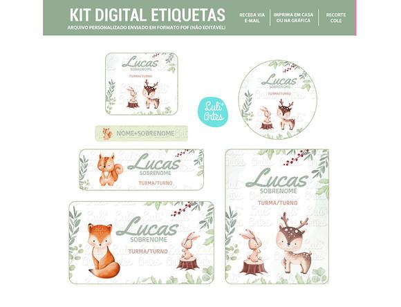 Etiqueta Escolar Digital Bichinhos da Floresta
