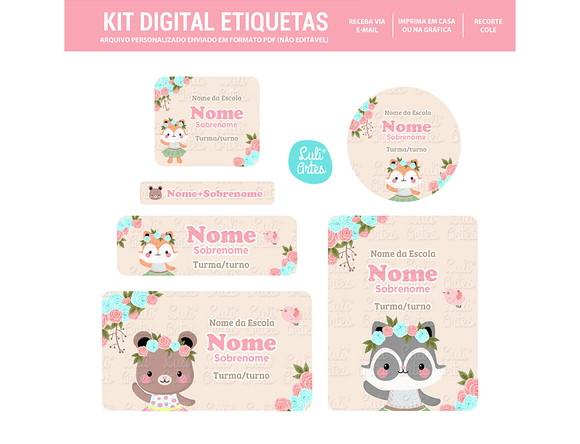 Etiqueta Escolar Digital Bichinhos da Floresta