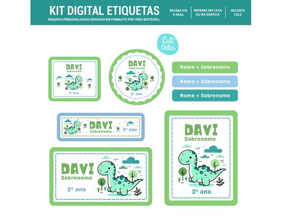 Etiqueta Escolar Digital Dinossauro