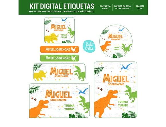 Etiqueta Escolar Digital Dinossauro