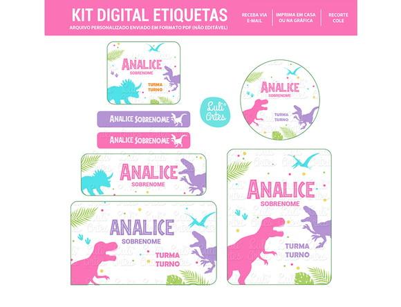 Etiqueta Escolar Digital Dinossauro