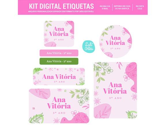 Etiqueta Escolar Digital Floral