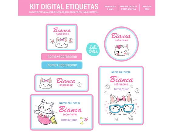 Etiqueta Escolar Digital Gatinha
