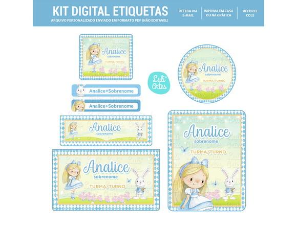Etiqueta Escolar Digital Menina Alice