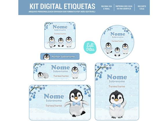 Etiqueta Escolar Digital Pinguim