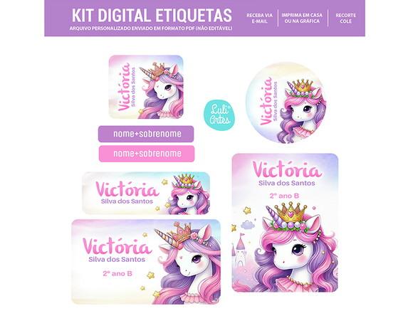 Etiqueta Escolar Digital Unicórnio