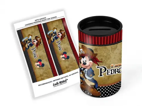 Arte Digital Cofrinho Mickey Safari
