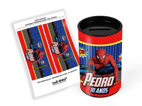 Arte Digital Cofrinho Homem Aranha