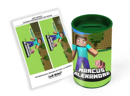Arte Digital Cofrinho Minecraft