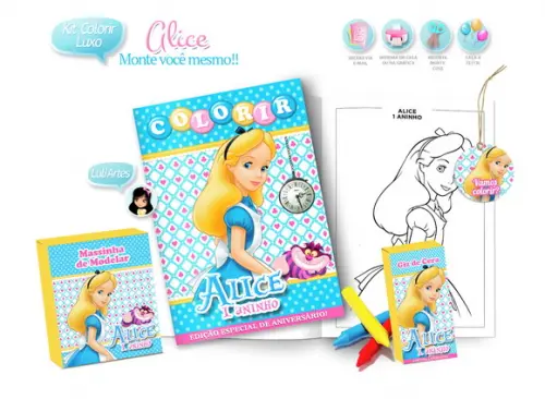 Arte Digital Kit Colorir Alice no País das Maravilhas