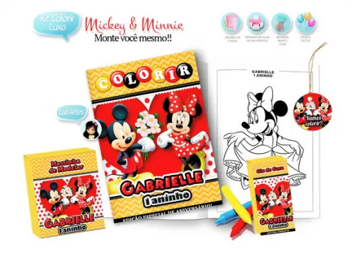 Arte Digital Kit Colorir Mickey e Minnie