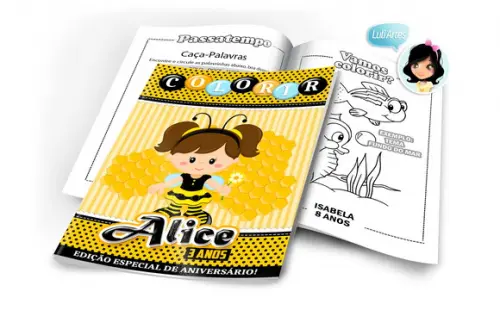 Arte Digital Revistinha de Colorir Abelhinha
