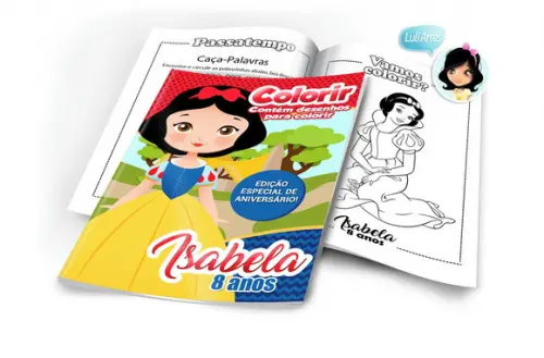 Arte Digital Revistinha de Colorir a Branca de Neve