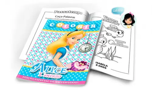 Arte Digital Revistinha de Colorir Alice