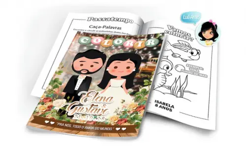 Arte Digital Revistinha de Colorir Casamento