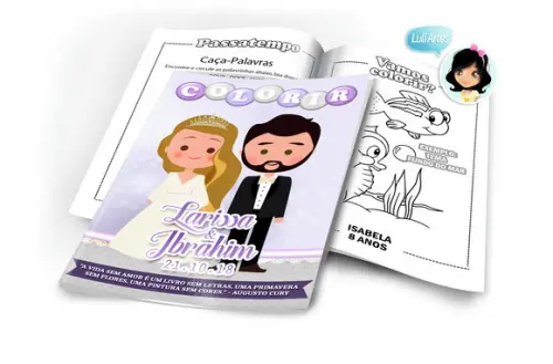 Arte Digital Revistinha de Colorir Casamento